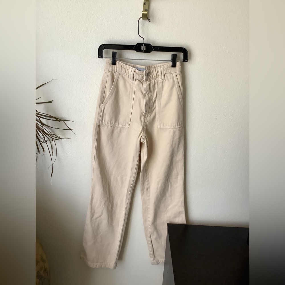Zara Women's Pants Size XS Cream Straight Leg